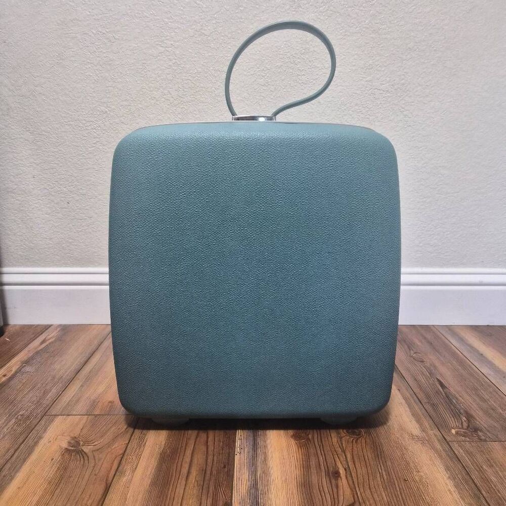 Vintage Samsonite Honeymoon Strap Square Blue Luggage: Unique Fun Statement